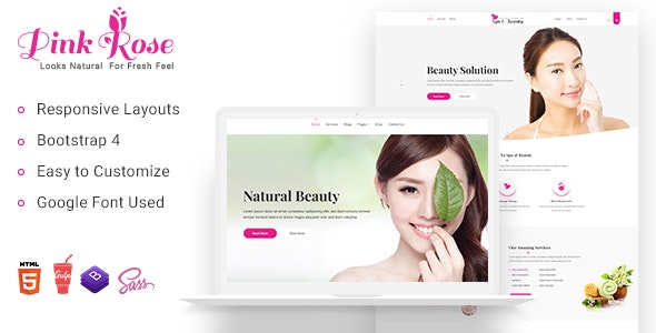Pink Rose Spa Beauty Salon Website Templates